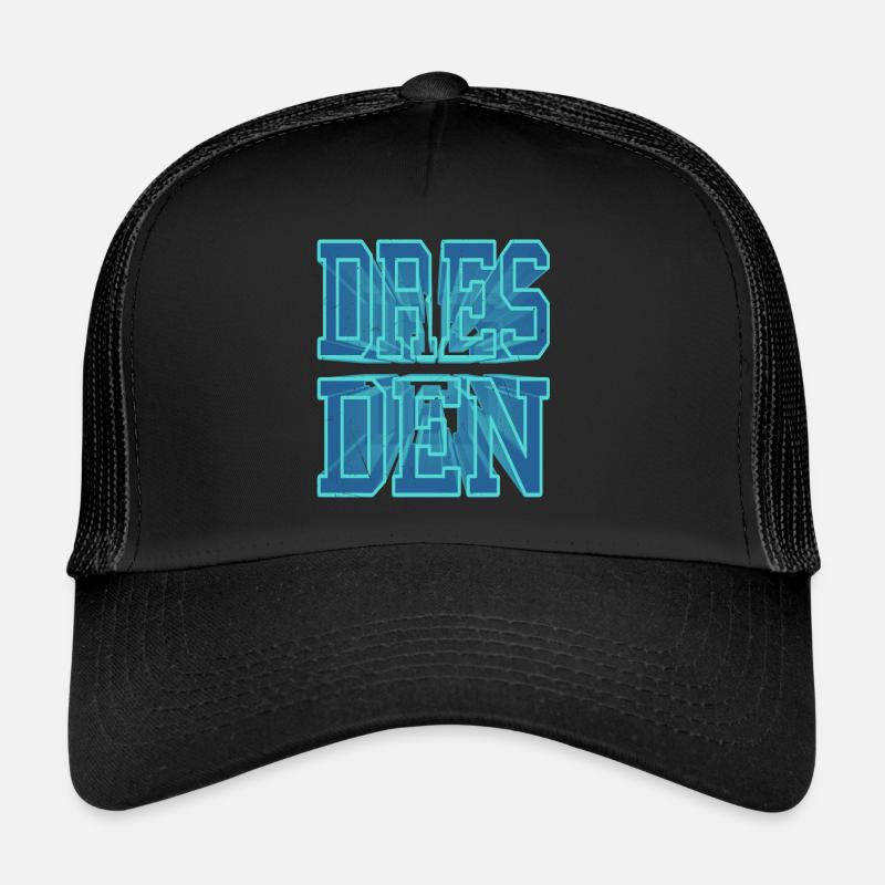 Dresden Germany City 3D Font Skyline - Trucker Cap - black/black