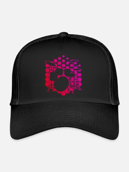 Batterie Percussionniste Batteur Hommes - Casquette trucker  - noir/noir - Devant