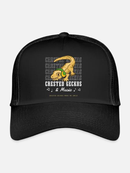 Geckos huppés et musique, musiciens drôles, - Casquette trucker  - noir/noir - Devant