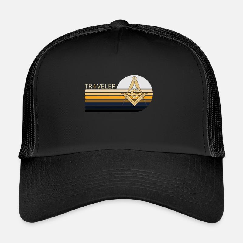 Francs-maçons Franc-maçonnerie Compass Tshirt - Casquette trucker  - noir/noir