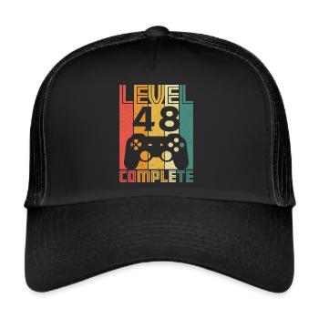 48th birthday Gamer Level 48 Complete 48 years - Trucker Cap - black/black - Front