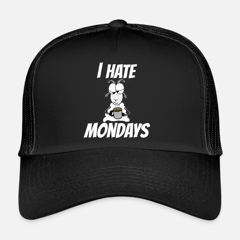 Lundi - Je déteste les lundis - Casquette trucker - noir/noir