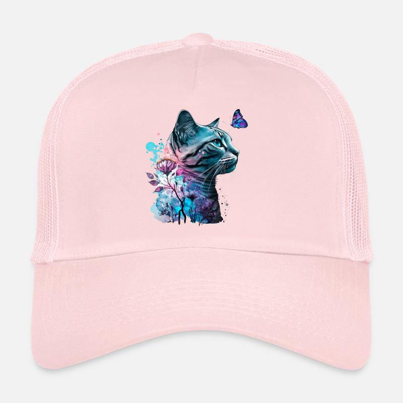 Fleur de chat et papillon Casquette trucker 