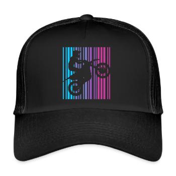 Motorrad Strichcode Motorradfahrer Motocross - Trucker Cap - Schwarz/Schwarz - Vorne