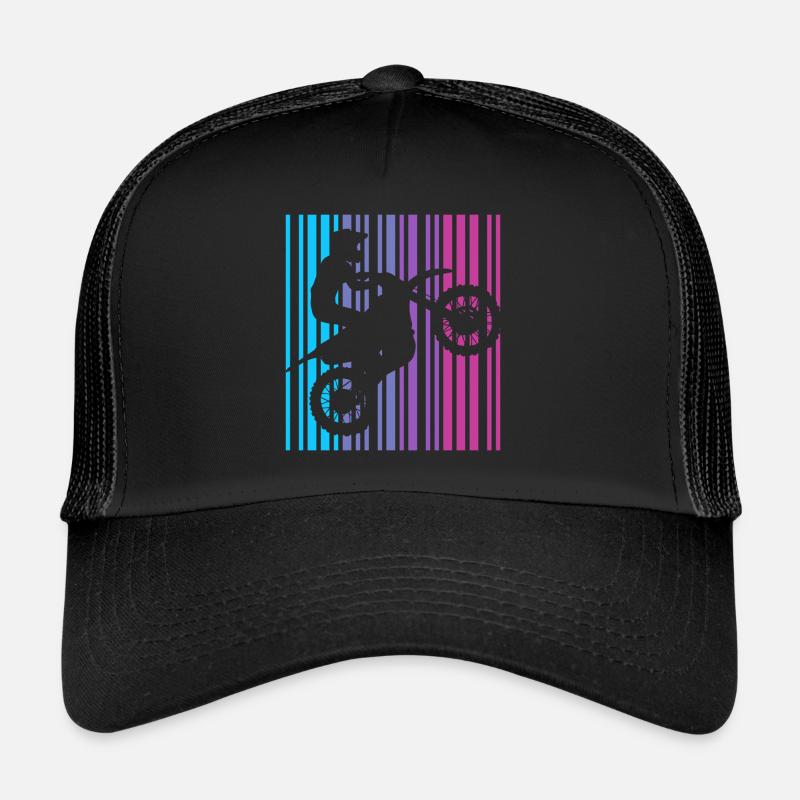 Motorrad Strichcode Motorradfahrer Motocross Trucker Cap