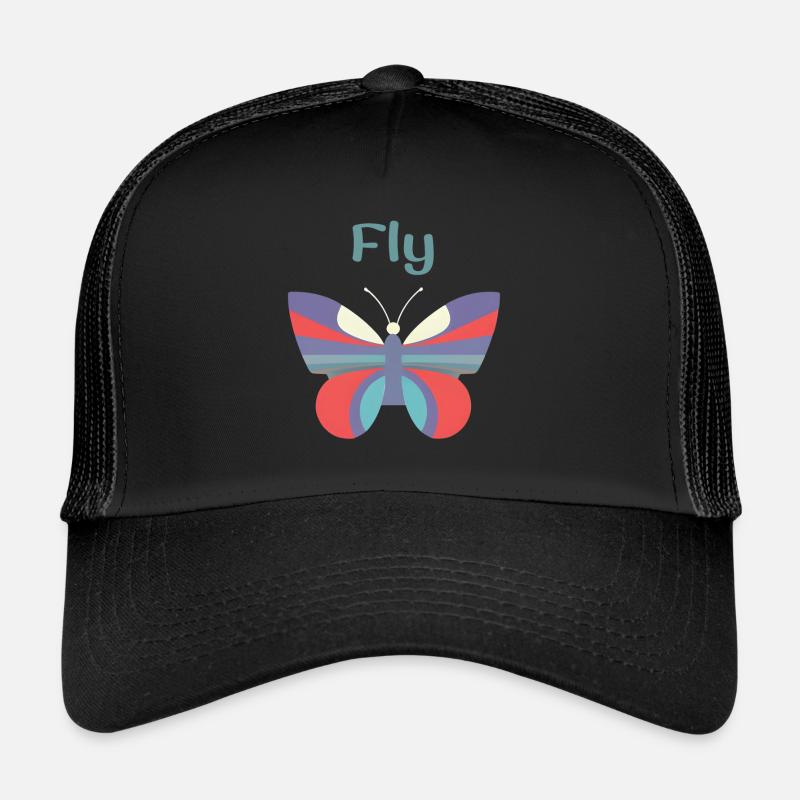 Butterflies pattern - Trucker Cap - black/black
