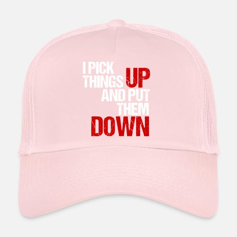I Pick Things Up and Put Them Down (white/red) Trucker Cap