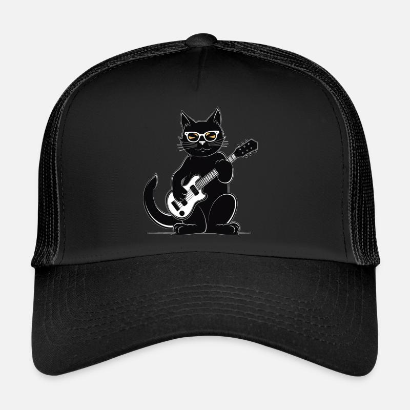 Cat joue de la guitare Casquette trucker 