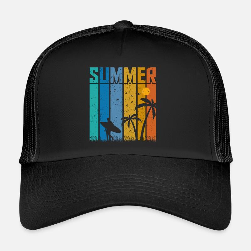 Surfeur d’ambiance estivale - Casquette trucker - noir/noir