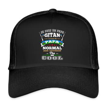 Papa Gitan, Cadeau Père Manouche - Casquette trucker  - noir/noir - Devant
