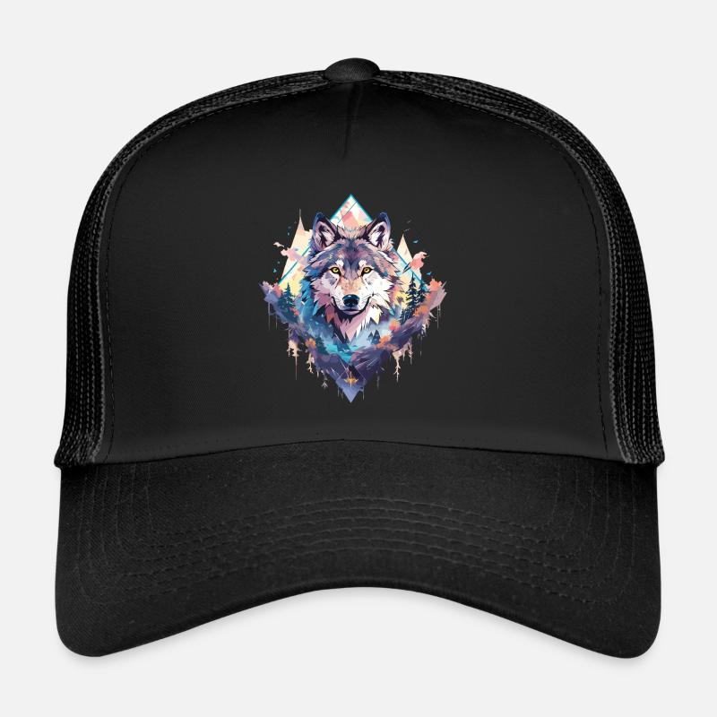 Wolf Wolf’s Head Nature Wilderness Adventure Art forestier Casquette trucker 