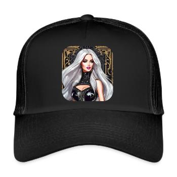 Anime Gothic Girl en or noir - Casquette trucker  - noir/noir - Devant