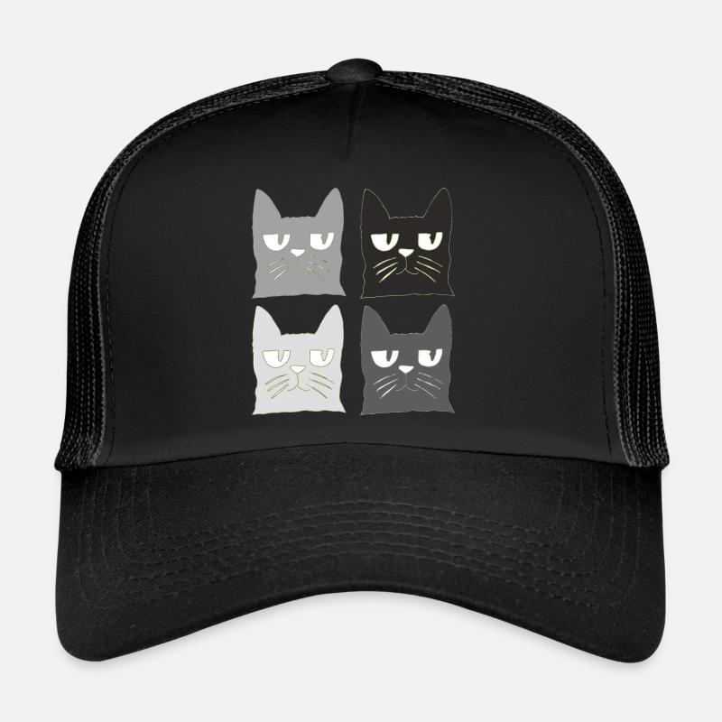 Chats Noir Gris Casquette trucker 