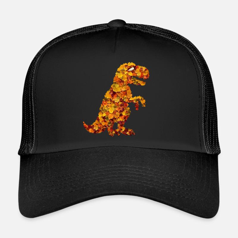 Dinosaure Trex du feuillage des feuilles d’automne Casquette trucker 