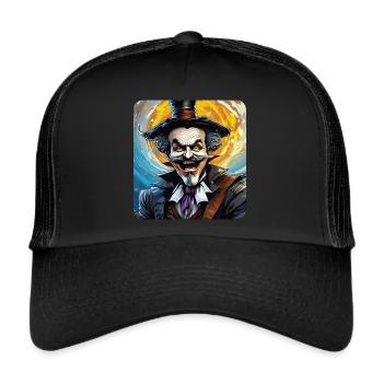Crazy Man Clown Professor Joker Madness - Trucker Cap - black/black - Front