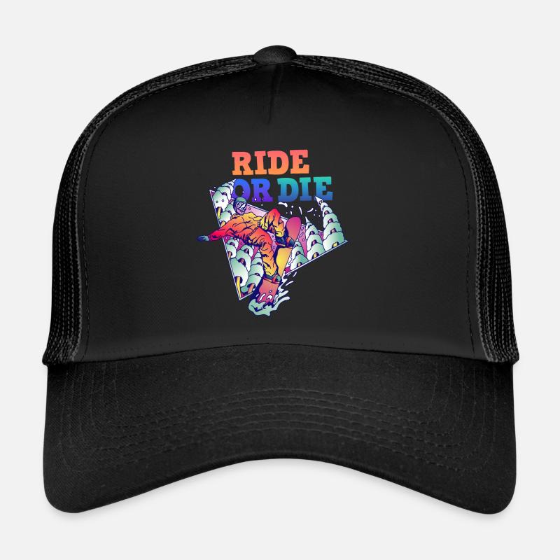 Snowboarder Ride or Die - Trucker Cap - Schwarz/Schwarz