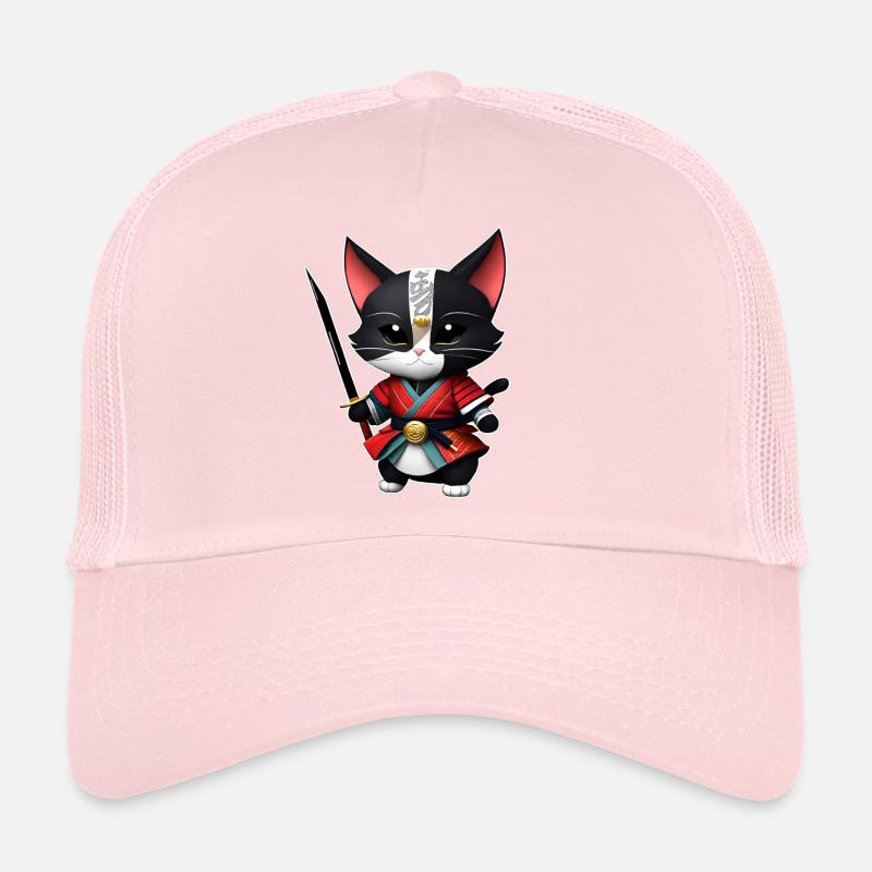 Mignon chat samouraï avec épée katana Casquette trucker 