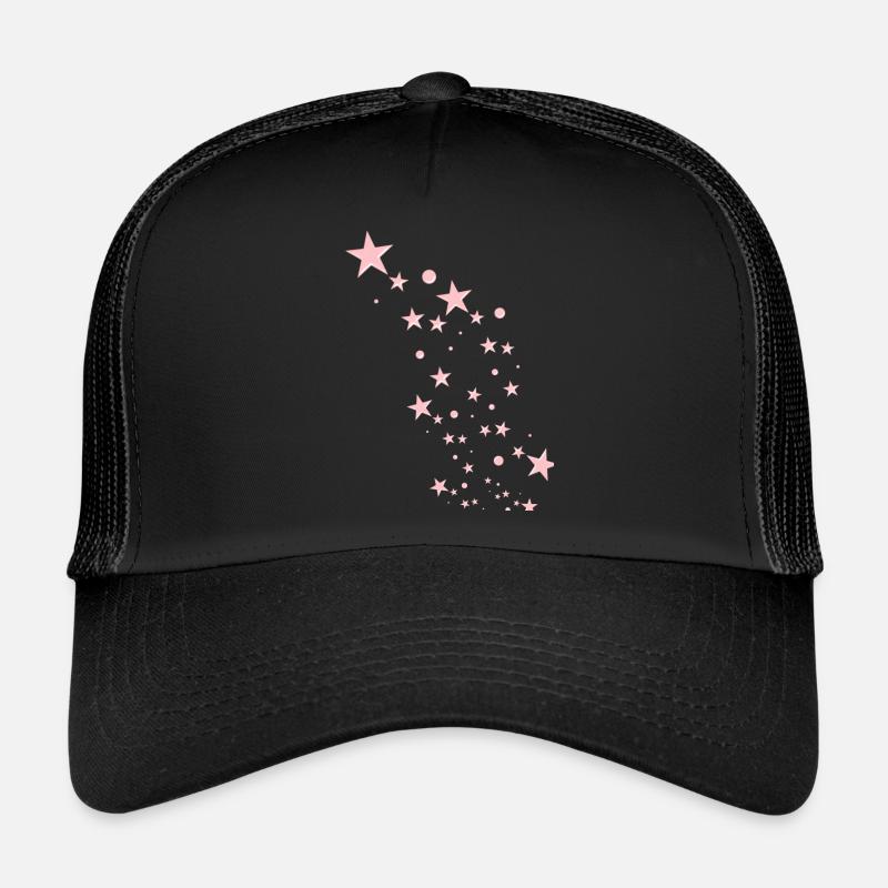 Sterne,stern, pinke Sterne, pink - Trucker Cap - Schwarz/Schwarz