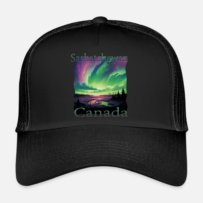 Aurores boréales de la Saskatchewan dans le style grunge Casquette trucker 