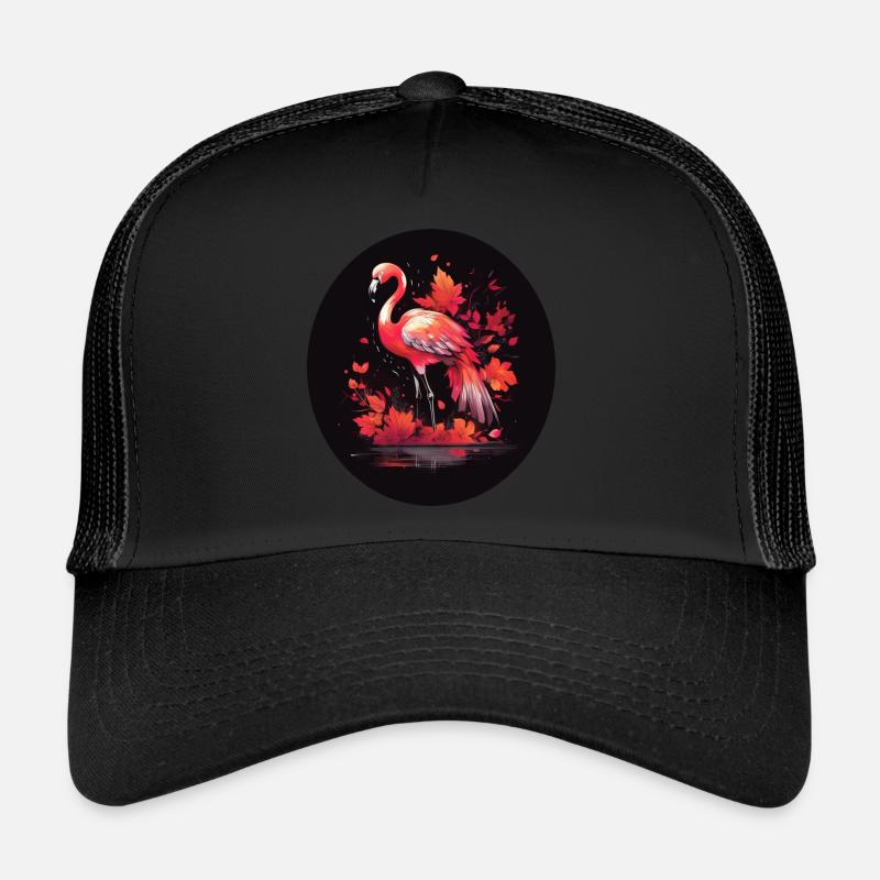 Herbstflamingo - Trucker Cap - Schwarz/Schwarz