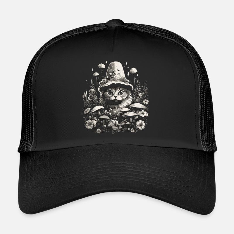 Champignons cottagecore pour chat Casquette trucker 