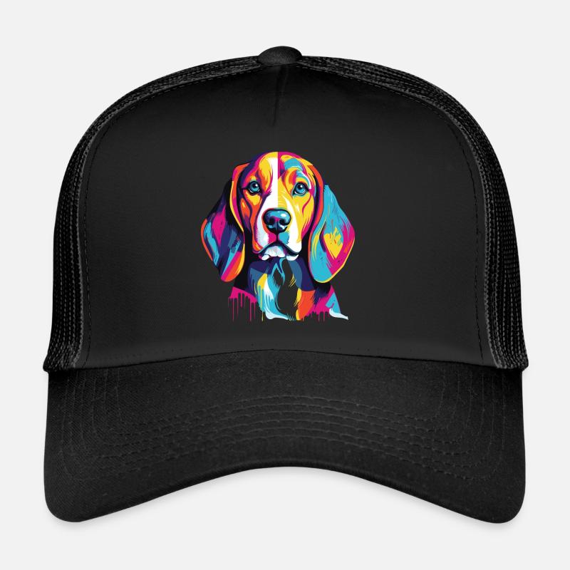 Porträt eines Hundes der Rasse Beagle im Popart-Stil Trucker Cap