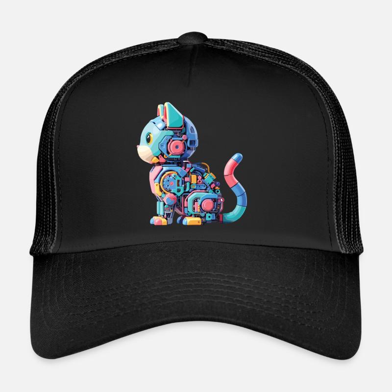Colorful Abstract Robot Cat Trucker Cap