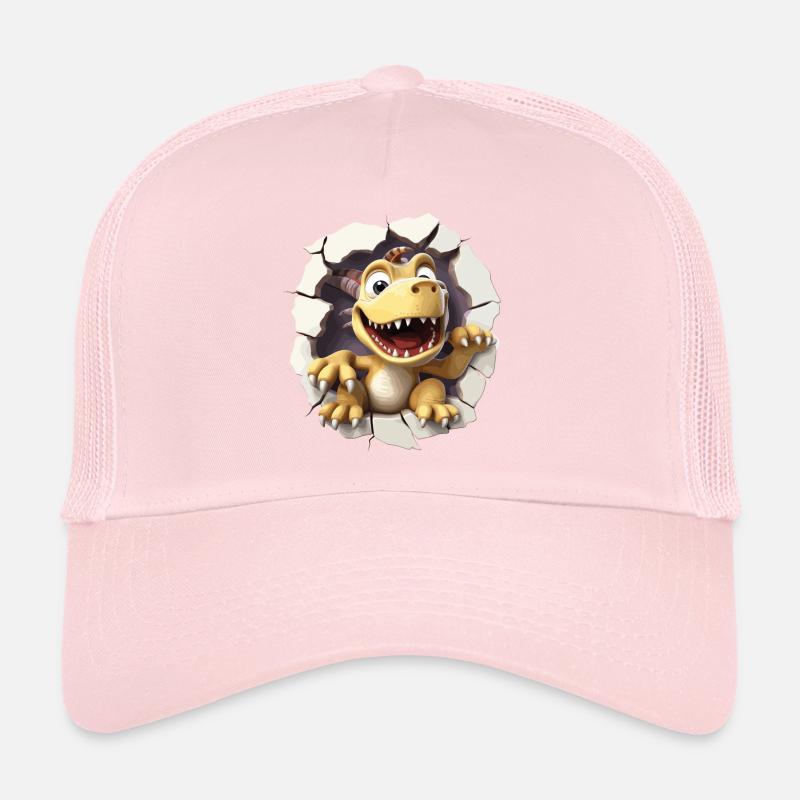 Bébé dinosaure mignon en 3d qui sort d'un mur Casquette trucker 