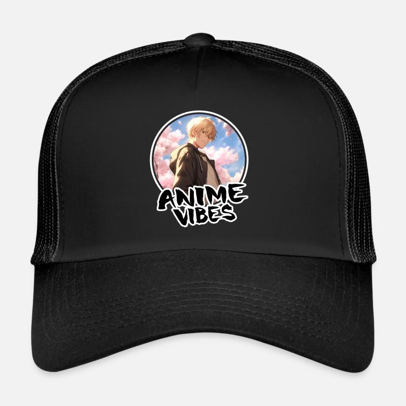 Cool Anime Boy & Cherry Blossom - Chemise d’anime Casquette trucker 