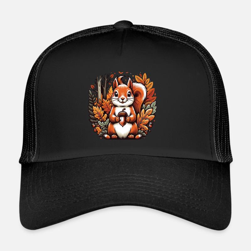 Kawaii Squirrel in an Autumn Forest Trucker Cap