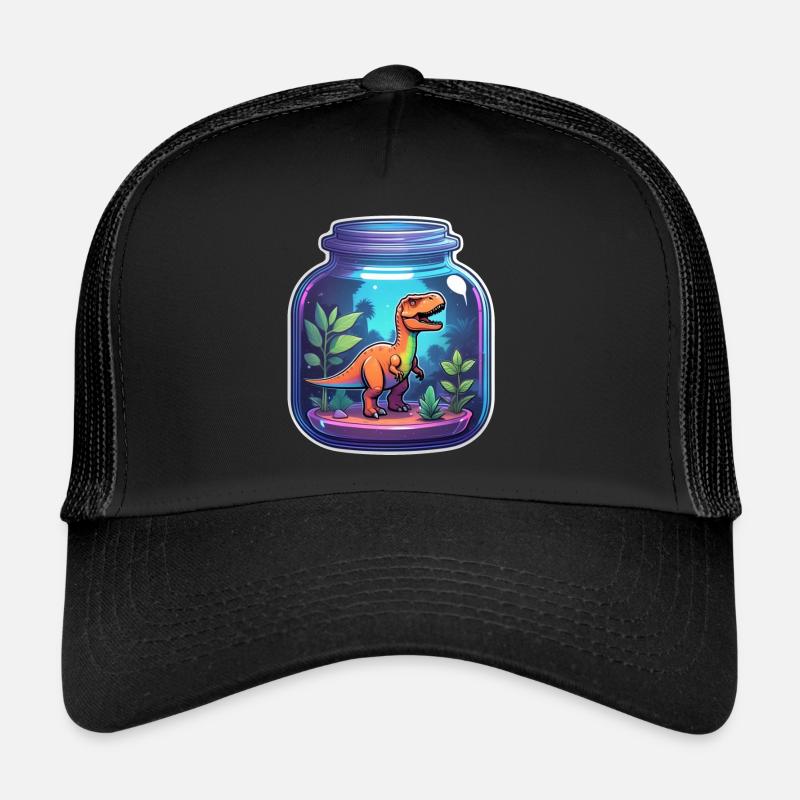 Dinosaur in a Cartoon Jar Trucker Cap