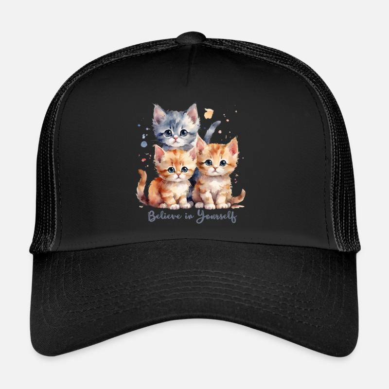 Believe in Yourself with Three Kittens - Trucker Cap - black/black