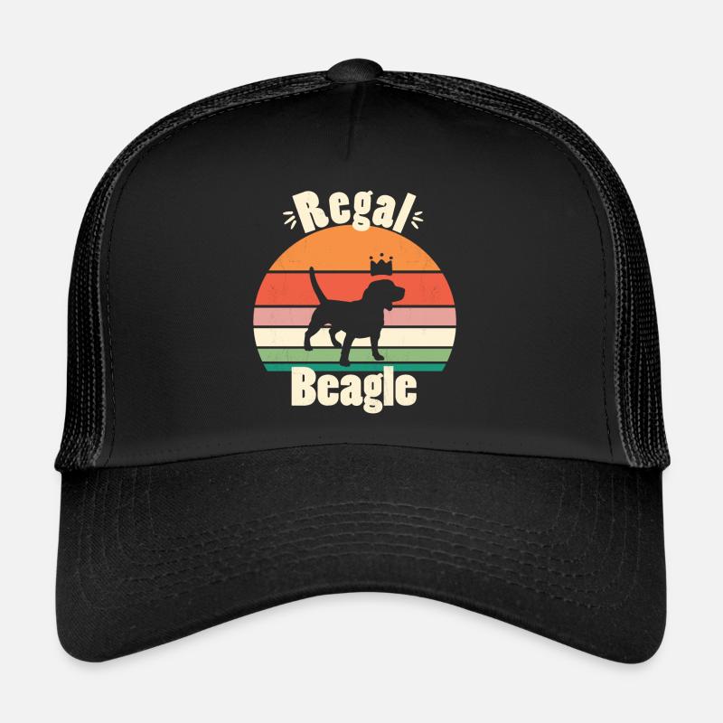 Regal Beagle with Retro Sunset Trucker Cap