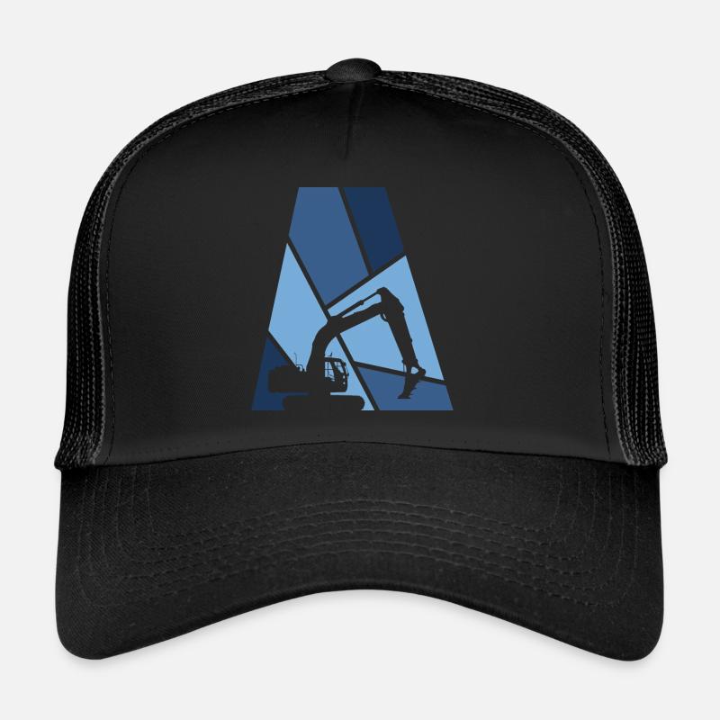 Bagger Baustelle Bagger - Trucker Cap - Schwarz/Schwarz