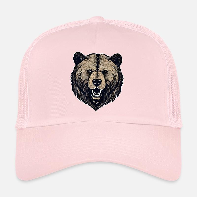 Stolzer brüllender Bär im Retro Style Trucker Cap