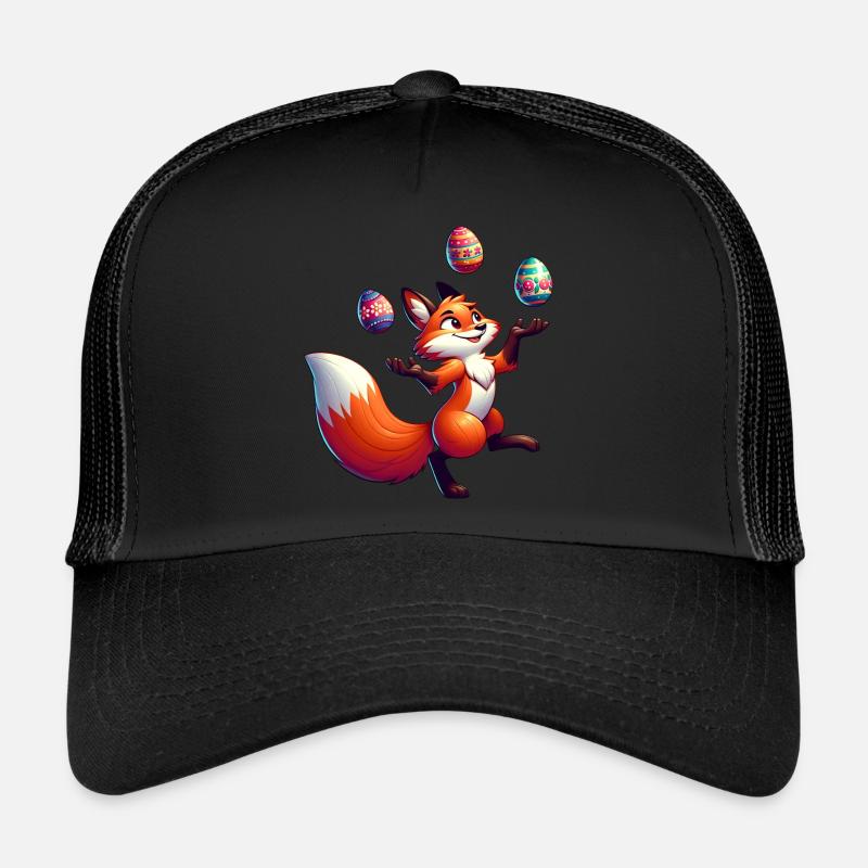 Jongleur de renard de Pâques avec des œufs Casquette trucker 