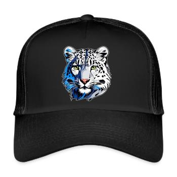Motif mystique Mystérieux léopard des neiges - Casquette trucker  - noir/noir - Devant