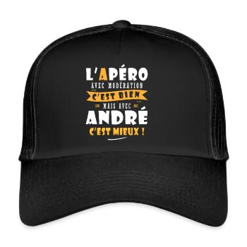 André Cadeau Humour personnalisé cadeau andré - Casquette trucker  - noir/noir - Devant