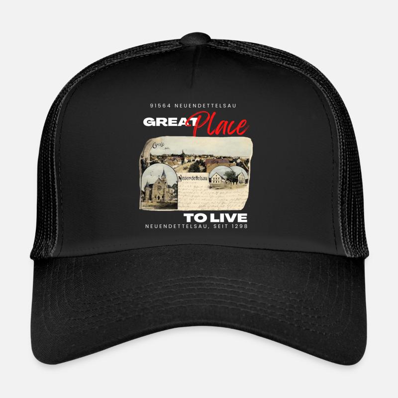 91564 Neuendettelsau Mittelfranken Gemeinde Mode - Trucker Cap - Schwarz/Schwarz