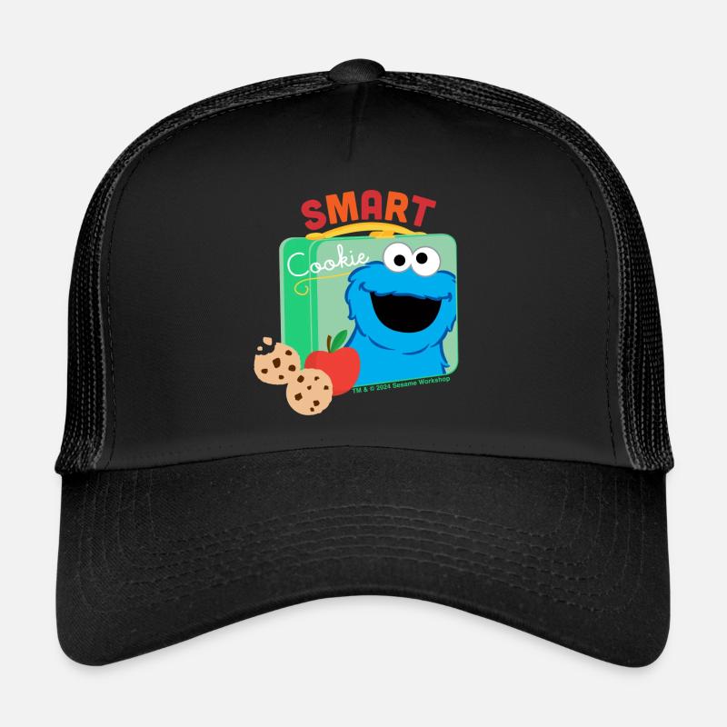 Sesamstraße Mit Krümelmonter & Smart-Beschriftung - Trucker Cap - Schwarz/Schwarz