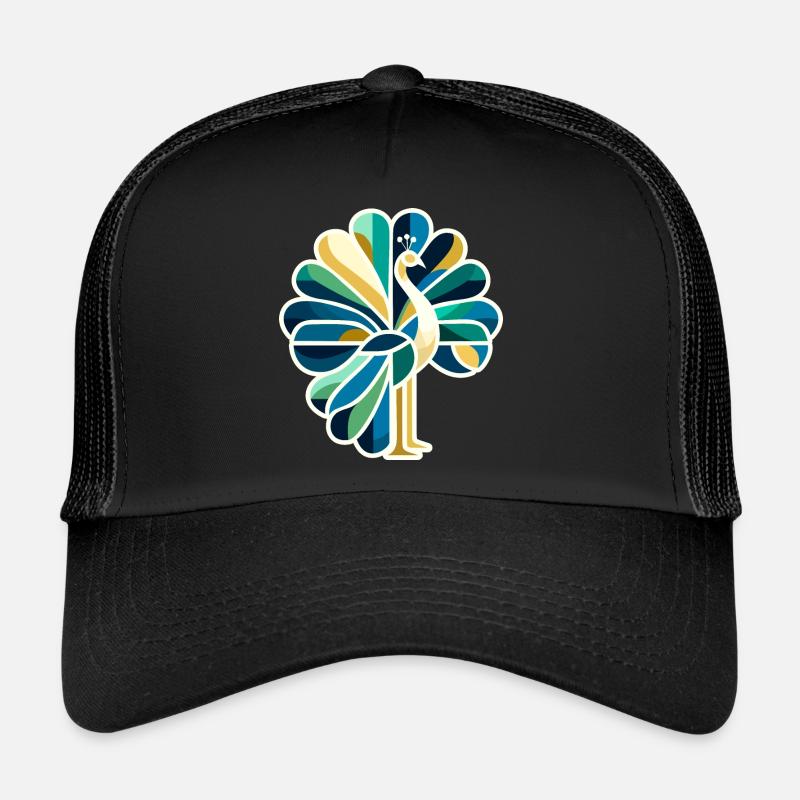 Abstract peacock with bright colors - Trucker Cap - black/black