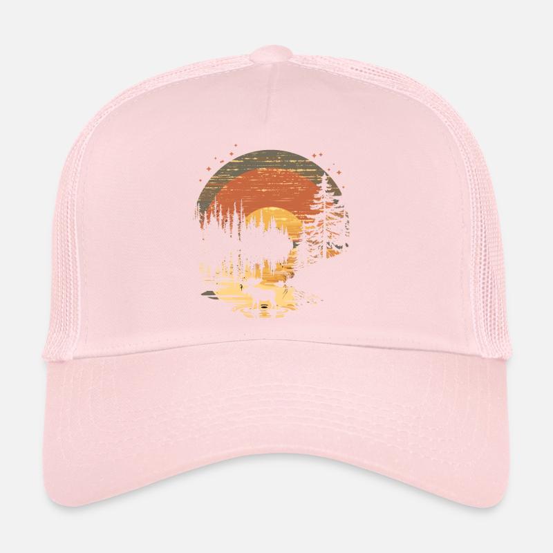 Moose Moose Forest Animal Sunset Trucker Cap