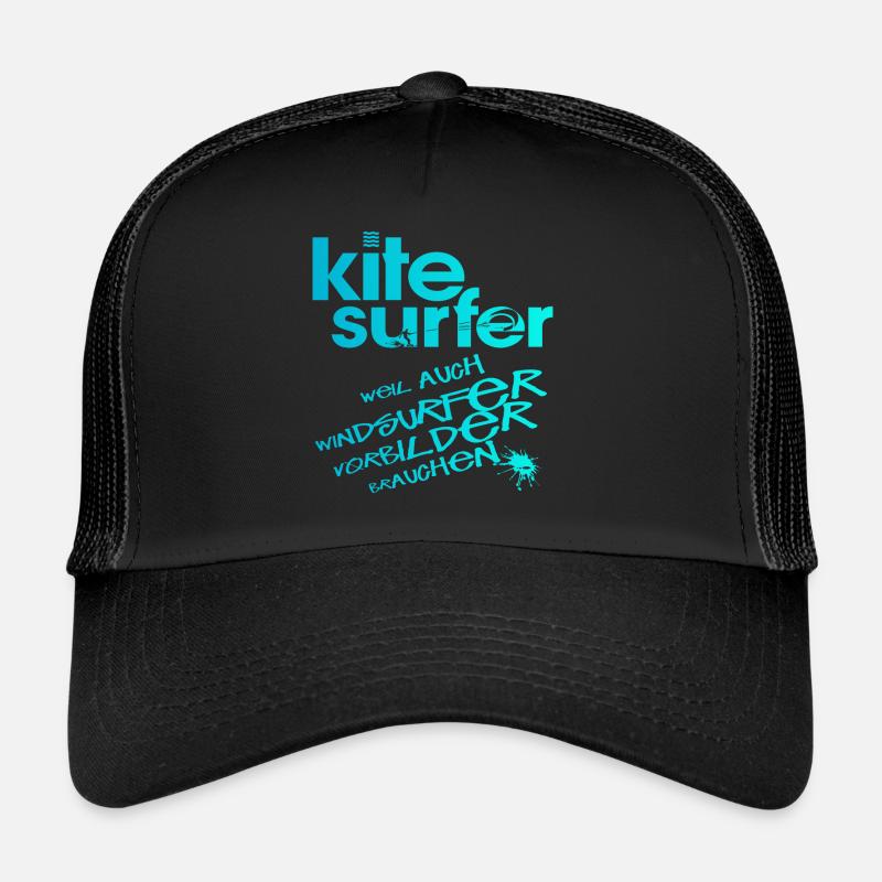 Kitesurfer vs Windsurfer - Trucker Cap - Schwarz/Schwarz