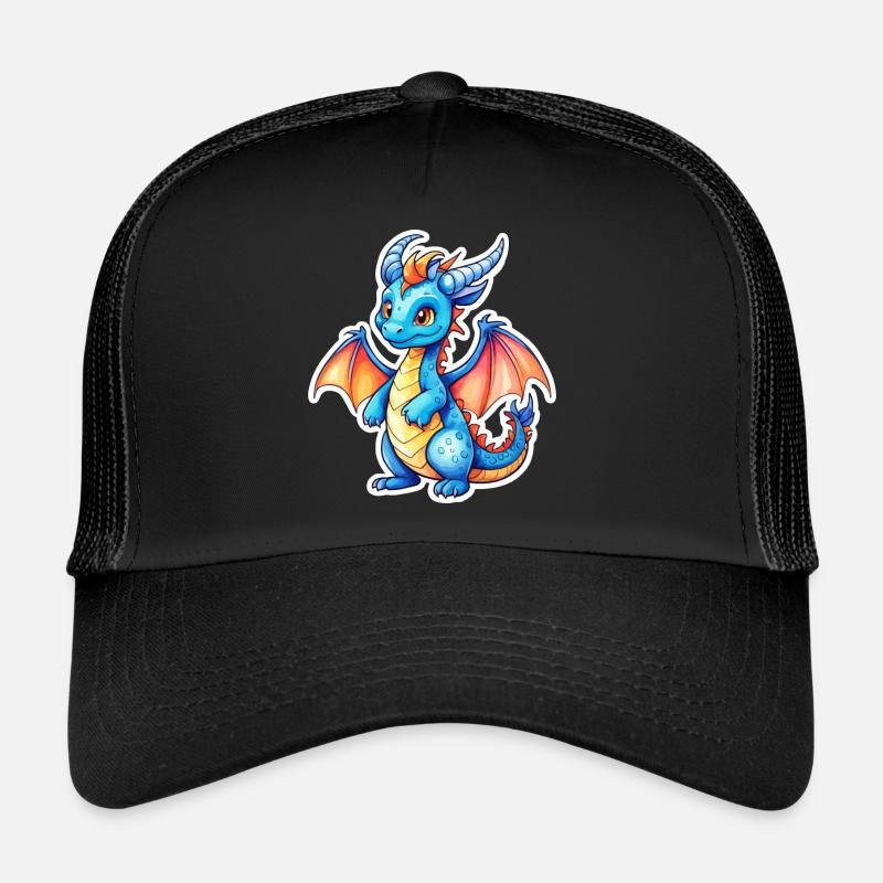 Drache Wasserfarben - Trucker Cap - Schwarz/Schwarz