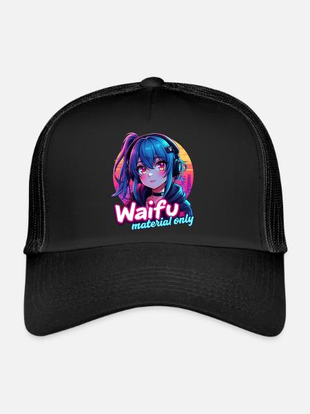 WAIFU UNIQUEMENT - VAPORWAVE GAMERGIRL - Casquette trucker  - noir/noir - Devant