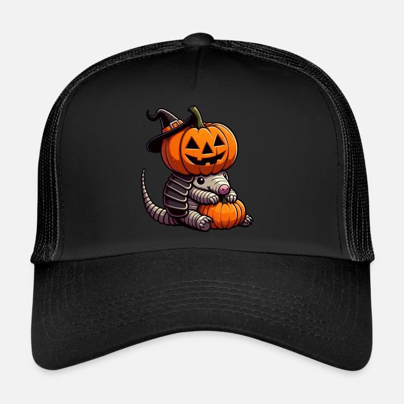 Cute Halloween Armadillo Witch Pumpkin Trucker Cap