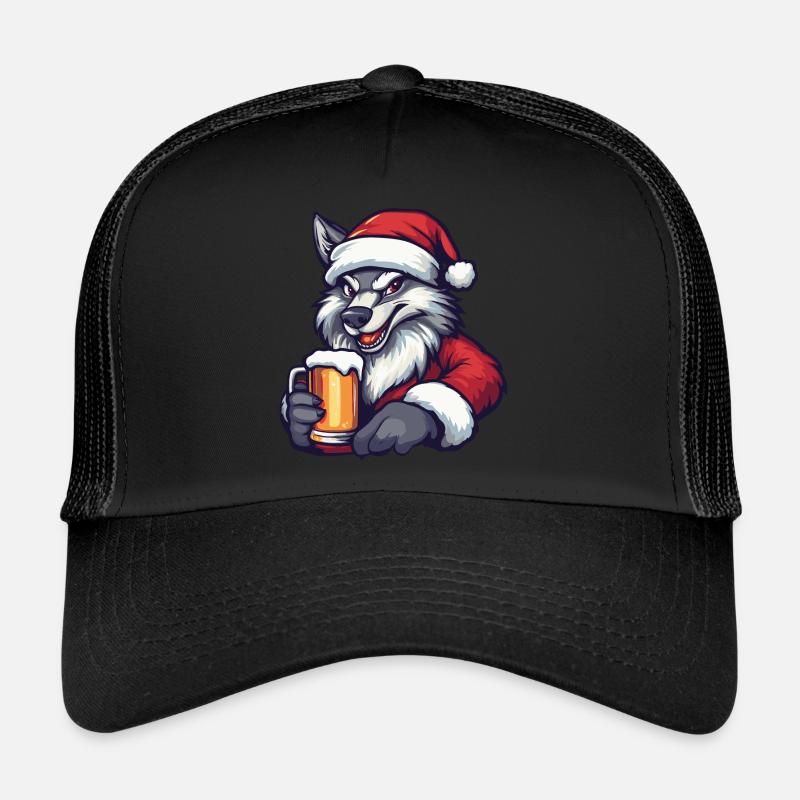 Loup Noël Bière Drôle Casquette trucker 