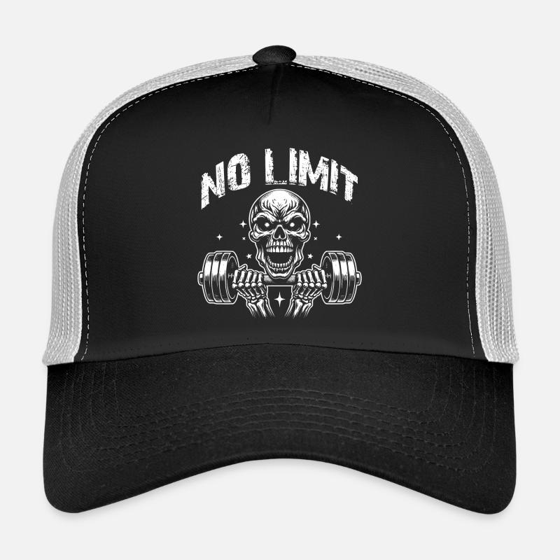 No Limit Hard Workout Skull with Dumbbell Trucker Cap