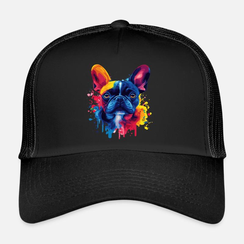 Psychedelic Bulldog with vibrant colors - Trucker Cap - black/black