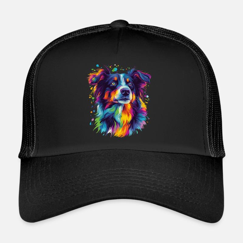 Porträt eines psychedelischen Australian Shepherds Trucker Cap
